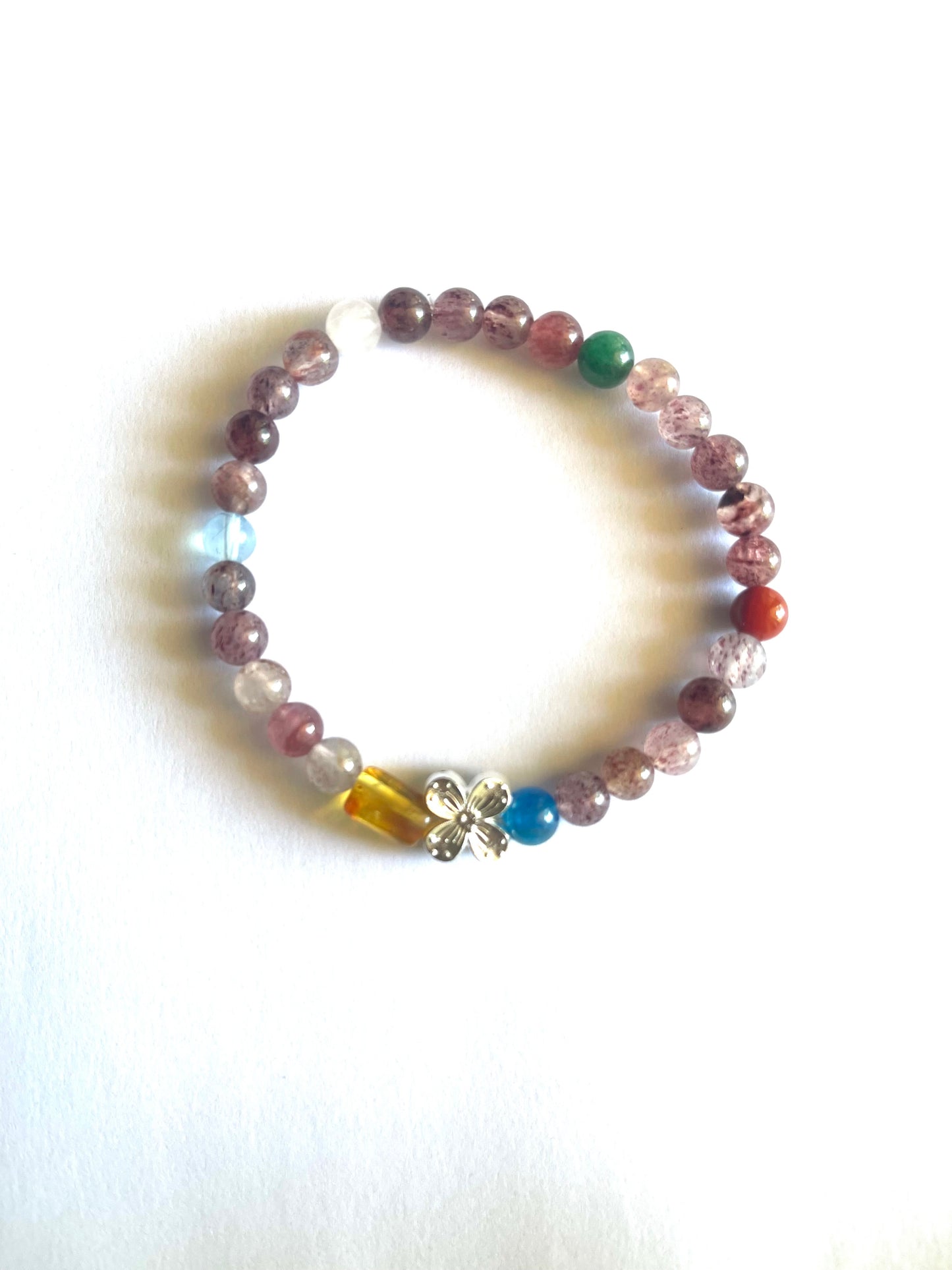 Pulsera Navidad cuarzo aventurina /amatista con acero y otros 6 piedras naturales