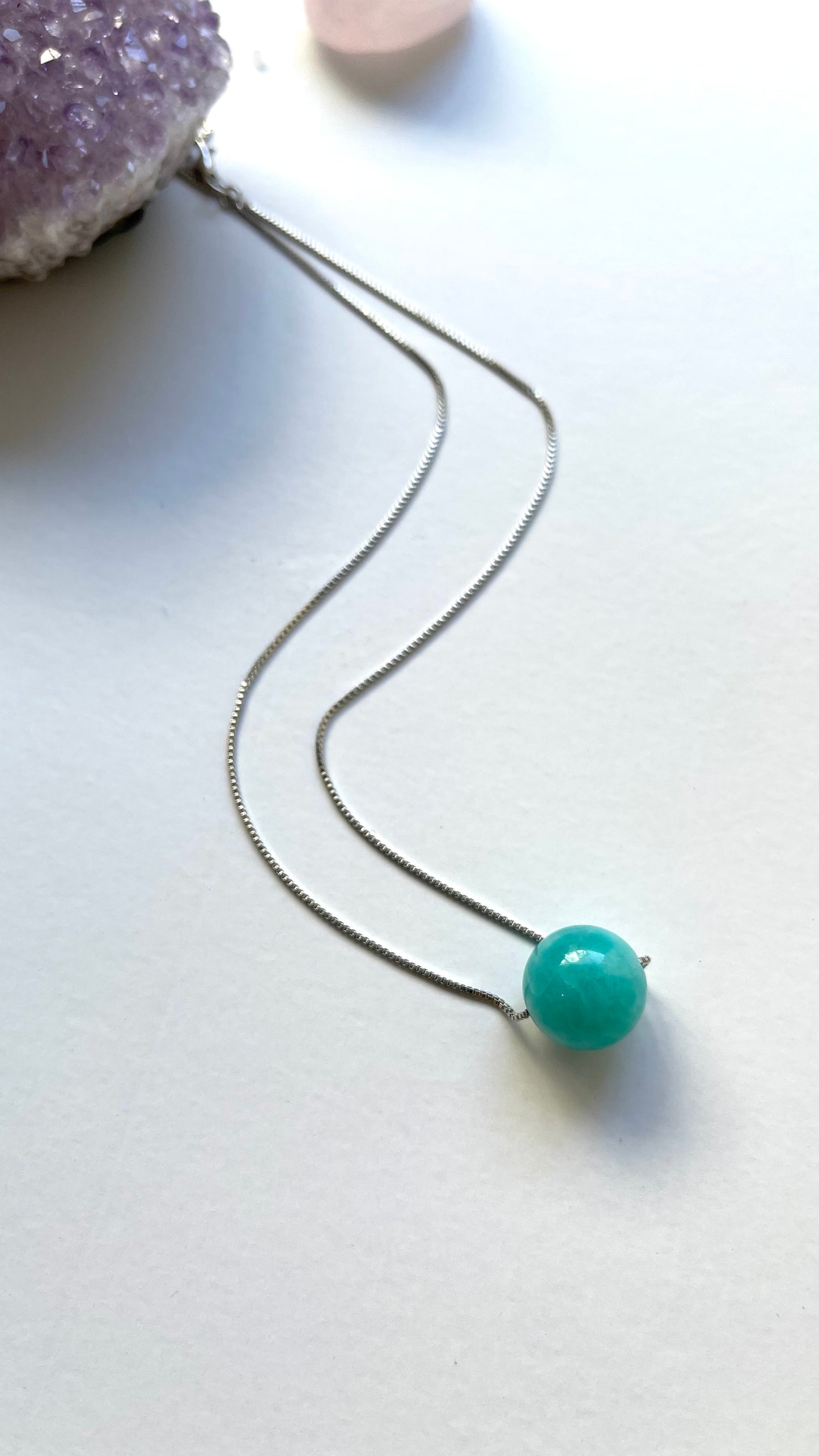 Colgante esfera bolita amazonita 13.5mm y plata 925