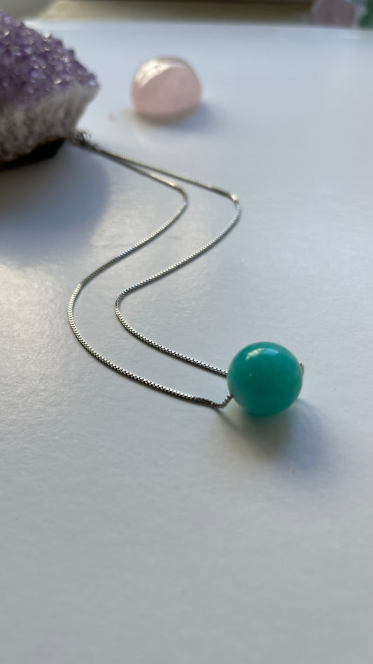 Colgante esfera bolita amazonita 13.5mm y plata 925