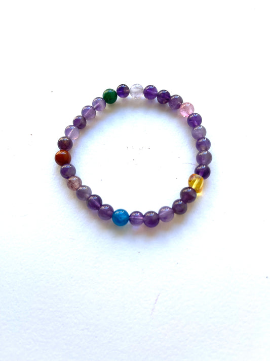 Pulsera Navidad cuarzo aventurina /amatista con acero y otros 6 piedras naturales